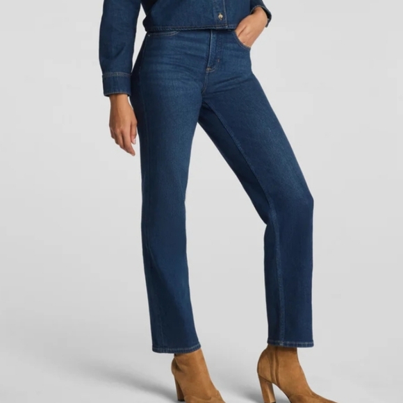 SPANX Denim - SPANX Women's Dark Blue Straight-Leg Jeans Size L (14-16)